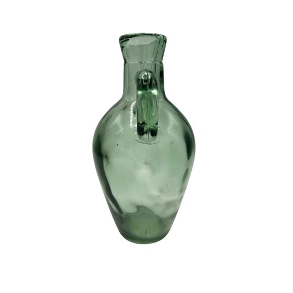 Vintage Green Glass Double Handled Jug 7.5" Tall - Picture 4 of 10